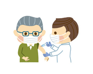 ワクチン接種をする男性