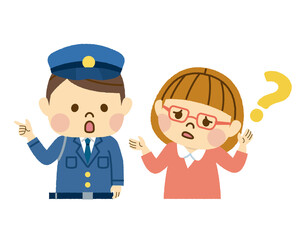 交番で道を尋ねる女性