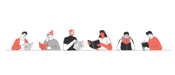 The concept of reading day. People hold a book in their hands. Human character on white background. Flat design style minimal vector illustration