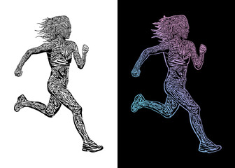 Illustration of a runner girl in vector