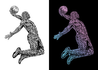 Illustration of a basketball player in a vector