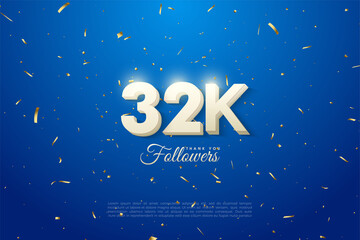 32k followers background with numbers illustration.