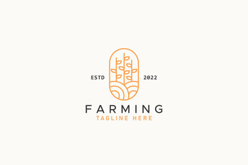 Nature Wheat Farming Simple Logo Concept