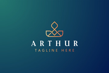 Classy Crown Abstract Geometric Symbol Monogram Logo Concept. Premium and Luxury Gold Color. 