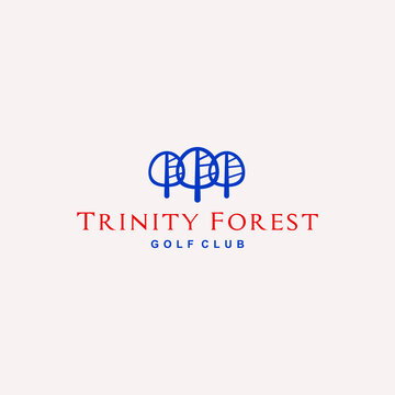 Three Trees Golf Club Logo Vector Icon Illustration