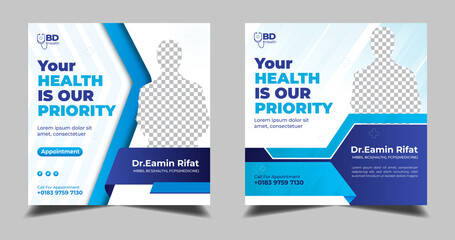 Healthcare consultant square banner for social media post template 