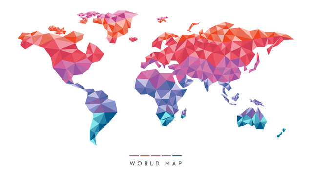 colorful Vector world map in polygonal style Triangle pattern 