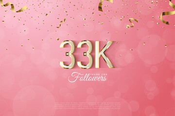 33k followers background with numbers illustration.