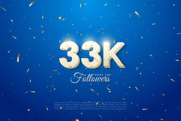 33k followers background with numbers illustration.