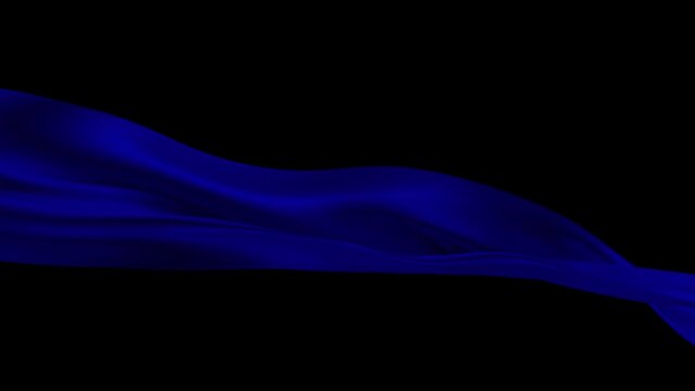 Silk Fabric Blue Flowing On Black Background 4k Footage