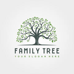 abstract root tree logo vector illustration design, family tree logo design - obrazy, fototapety, plakaty