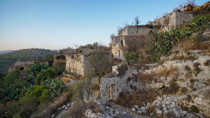 Scenic old ruins of deserted Lifta village near Jerusalem, Israel. High quality photo
