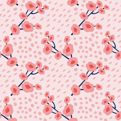 Vector seamless pattern with floral pattern. Boho colors, pastel colors. For printing on fabrics and clothes. For wall design. Poster for the interior, postcard, congratulation. in hand drawn style