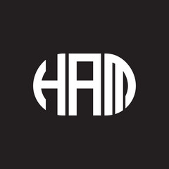 Obraz premium HAM letter logo design on black background. HAM creative initials letter logo concept. HAM letter design.