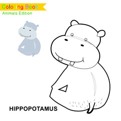 Children coloring page of animal kingdom. Kids art activity page. Funny coloring game. Preschool education developing worksheet. Black and white vector illustration. Motor skills education.