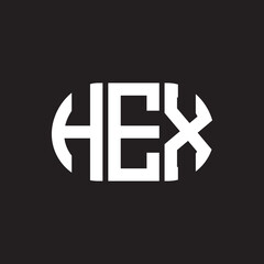 Obraz premium HEX letter logo design on black background. HEX creative initials letter logo concept. HEX letter design.