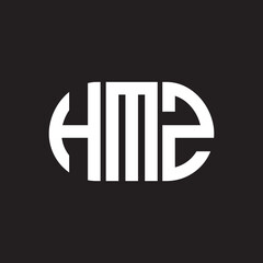 HMZ letter logo design on black background. HMZ creative initials letter logo concept. HMZ letter design.