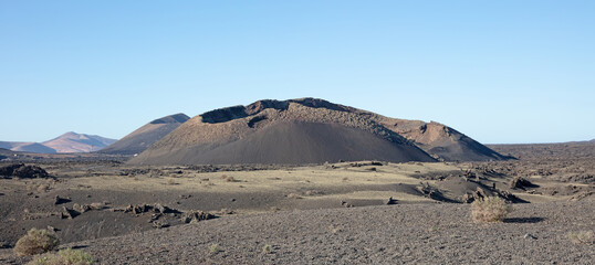 Landscape near El Cuervo volcano at Lanzarote island, Canary Islands
