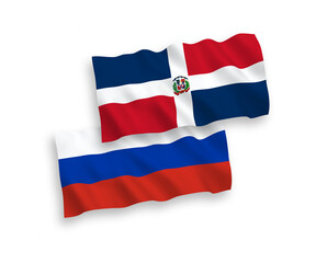 Flags of Dominican Republic and Russia on a white background