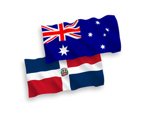 Flags of Australia and Dominican Republic on a white background