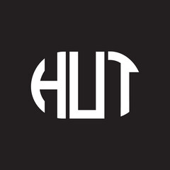 HUT letter logo design on black background. HUT creative initials letter logo concept. HUT letter design.