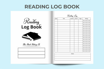 Reading log book KDP interior. Book reading notebook and reader expression tracker template. Reading review journal interior. KDP interior notebook template. Book review tracker journal.