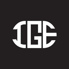 IGE letter logo design on black background. IGE creative initials letter logo concept. IGE letter design.