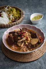 khanom jeen Nam ngiao (Nam ngiao Rice Noodle  Northern Thai cuisine)