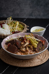 khanom jeen Nam ngiao (Nam ngiao Rice Noodle  Northern Thai cuisine)