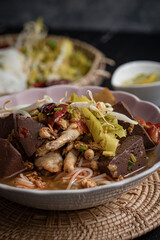 khanom jeen Nam ngiao (Nam ngiao Rice Noodle  Northern Thai cuisine)