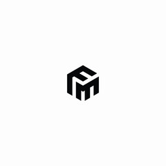 creative logo design outline letters FM hexagon shape