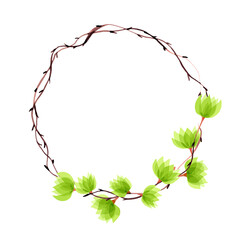 Floral wreath vector illustration. Cute circle frame for your design. Round wedding template illustration.