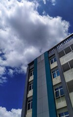 modern office building with clouds