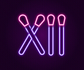 Glowing neon line Match stick icon isolated on black background. Match with fire. Matches sign. Colorful outline concept. Vector