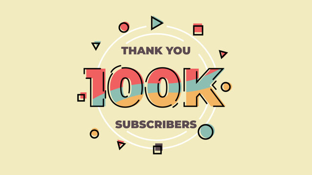 Vintage greeting card 100k subscribers celebration for social media
