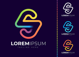 Letter s logo design template. Creative modern trendy s typography and colorful gradient.
