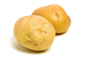 new potatoes on white background.
