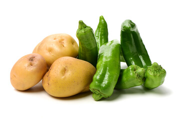 Pepper and Potato on white background