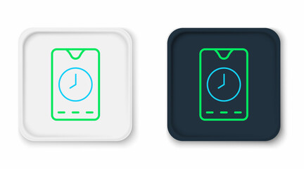 Line Alarm clock app smartphone interface icon isolated on white background. Colorful outline concept. Vector