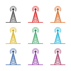 Antenna icon or logo, color set