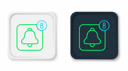 Fototapeta premium Line Alarm clock app smartphone interface icon isolated on white background. Colorful outline concept. Vector