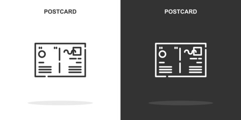 postcard line icon. Simple outline style.postcard linear sign. Vector illustration isolated on white background. Editable stroke EPS 10