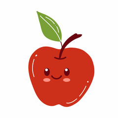Apple character with funny face. Happy cute cartoon red and yellow apple vector illustration. Healthy vegetarian food isolated kids character