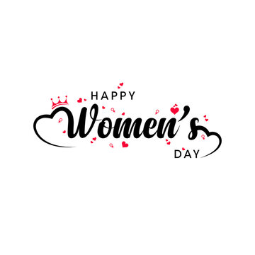 Happy Women's Day Elegant Typographical Design Elements isolated on white background. International women's day. March 8. Minimalistic design for international women's day concept. Vector illustration