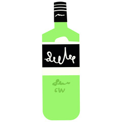 Alcohol bottle vector illustration in flat color design