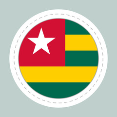 Sticker ball with flag of Togo. Round sphere, template icon. national symbol. Glossy realistic ball, 3D abstract vector illustration. Big bubble