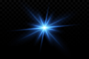 Bright blue sparkling particles. Background decoration. Blue dust. Light effect