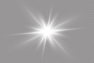 Glow effect. Star sparkles on a transparent background. Vector illustration. the sun