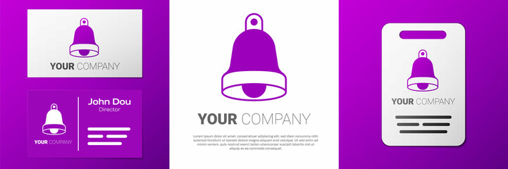 Obraz premium Logotype Church bell icon isolated on white background. Alarm symbol, service bell, handbell sign, notification symbol. Logo design template element. Vector