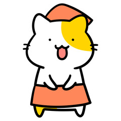 スーパーの店員なかわいいねこのキャラクターの手書き風イラスト